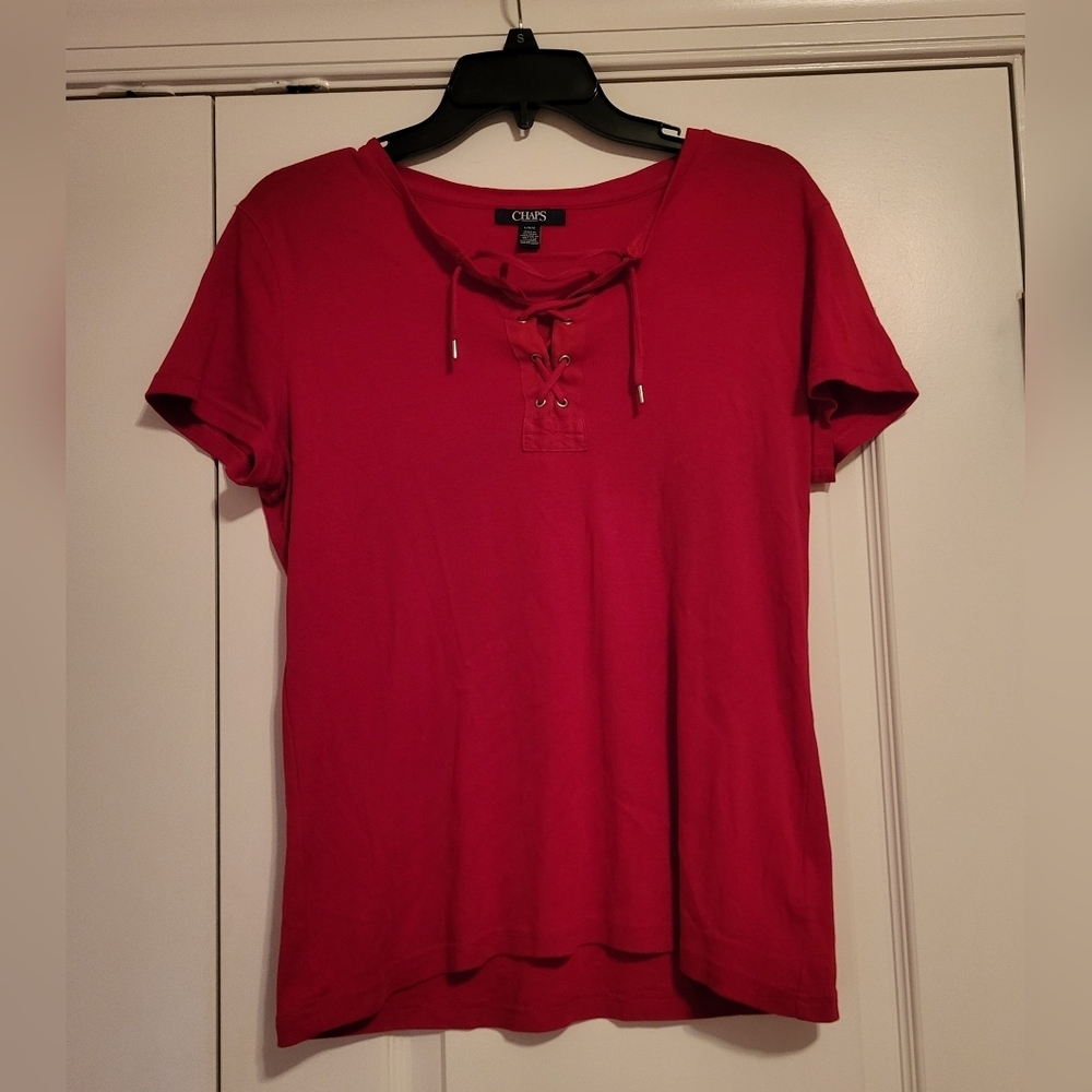 Chaps Red Short Sleeve Top - Picture 3 of 3
